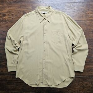 Tommy Bahama 100% Silk Button-Up Resortwear Shirt Khaki Size XL